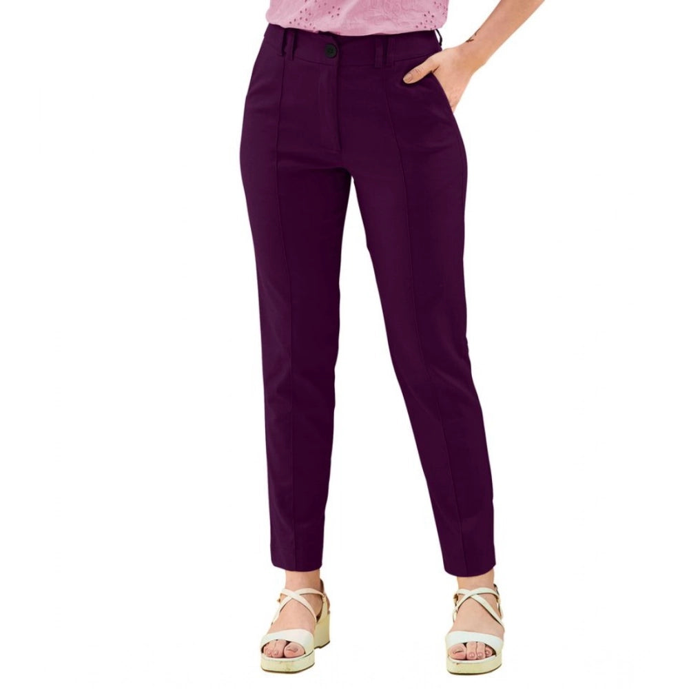 Vaystra Polyester Solid With Pocket Pant – Wine