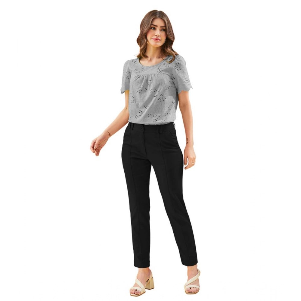 Vaystra Polyester Solid With Pocket Pant – Black