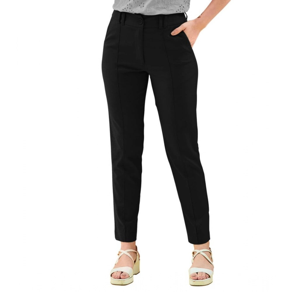 Vaystra Polyester Solid With Pocket Pant – Black