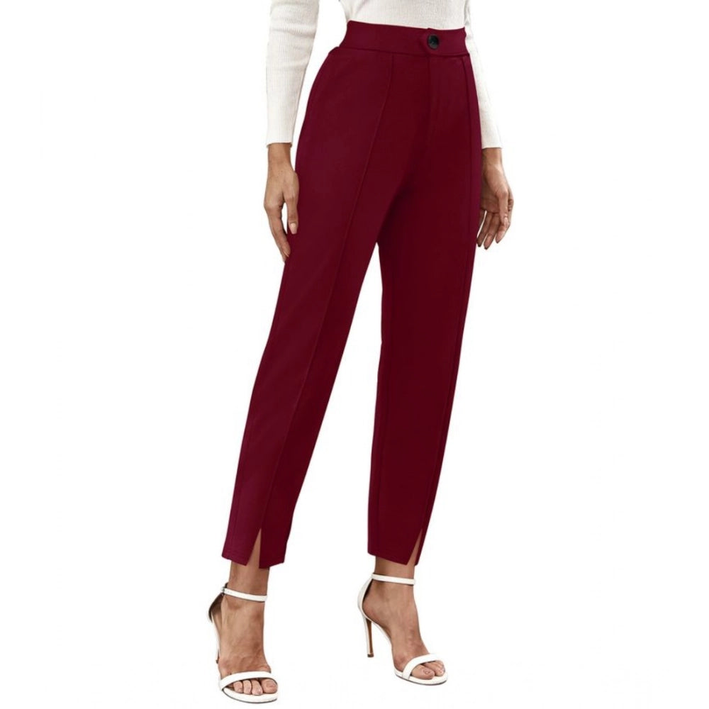 Vaystra Polyester Solid With Pocket Pant – Maroon