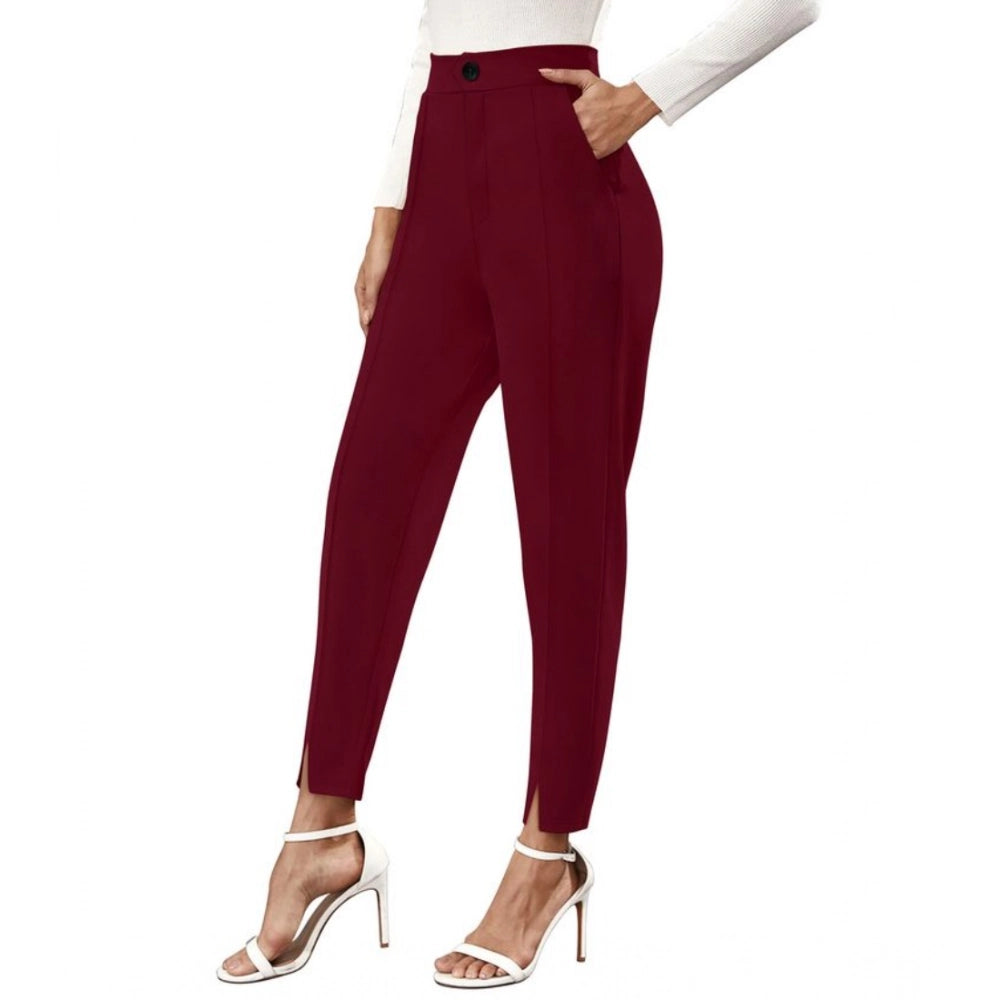 Vaystra Polyester Solid With Pocket Pant – Maroon