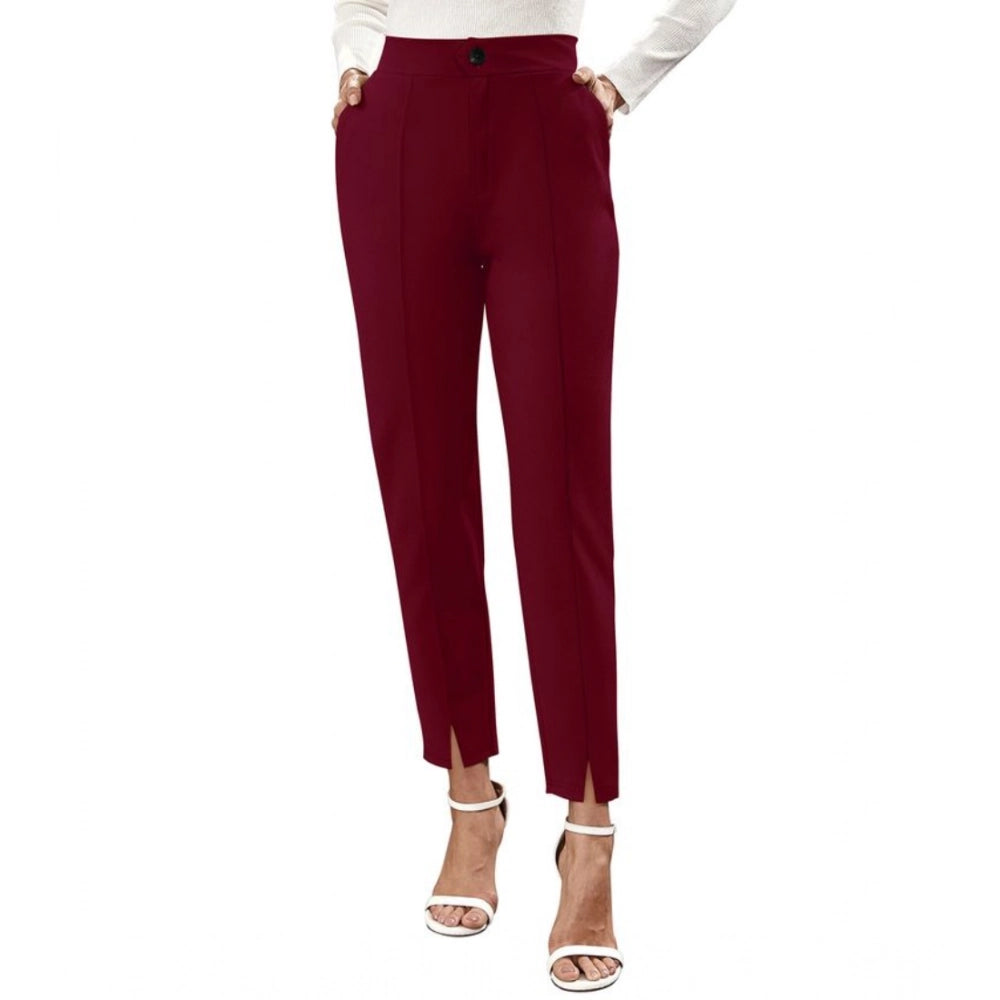 Vaystra Polyester Solid With Pocket Pant – Maroon