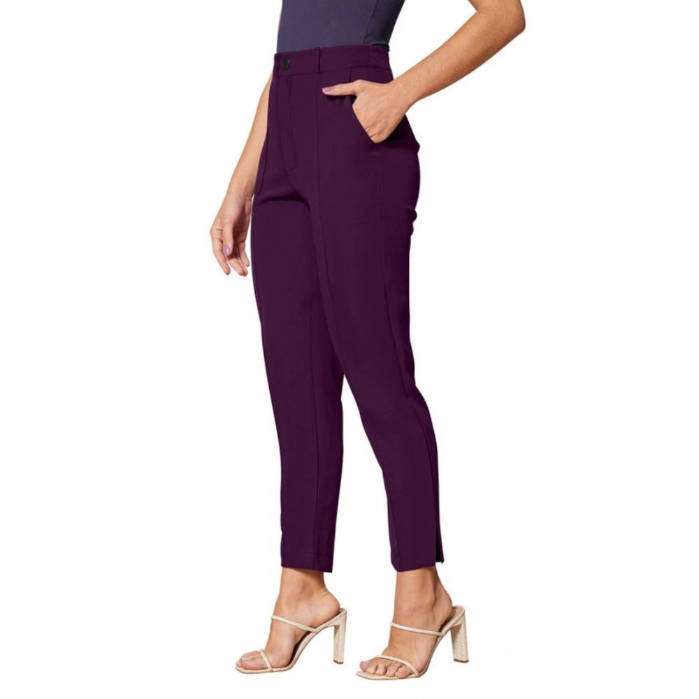 Vaystra Polyester Solid With Pocket Pant – Wine