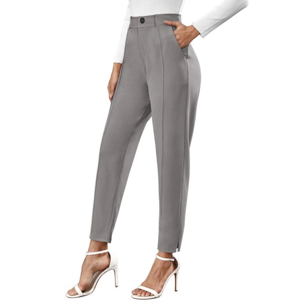 Vaystra Polyester Solid With Pocket Pant – Grey