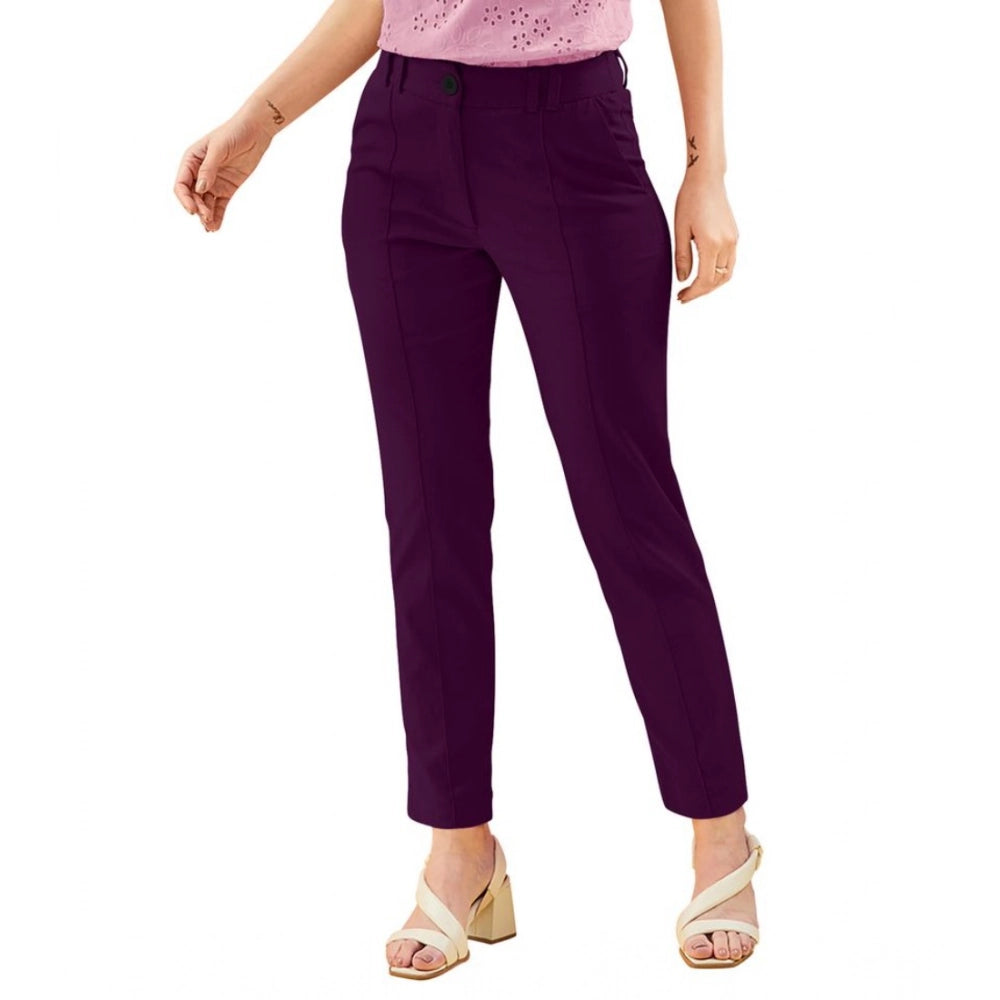 Vaystra Polyester Solid With Pocket Pant – Wine