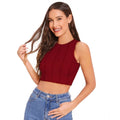 Vaystra Polyester Solid Sleeveless Round Neck Top – Maroon
