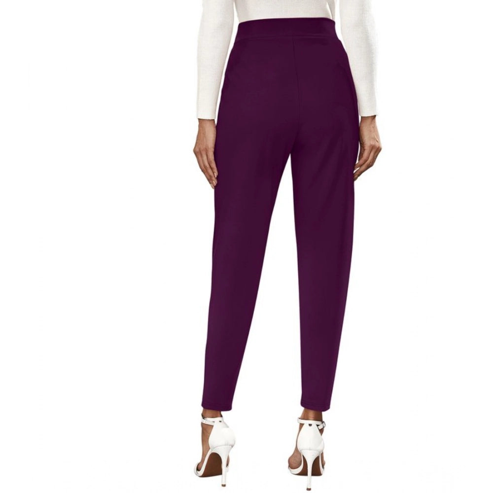 Vaystra Polyester Solid With Pocket Pant – Wine
