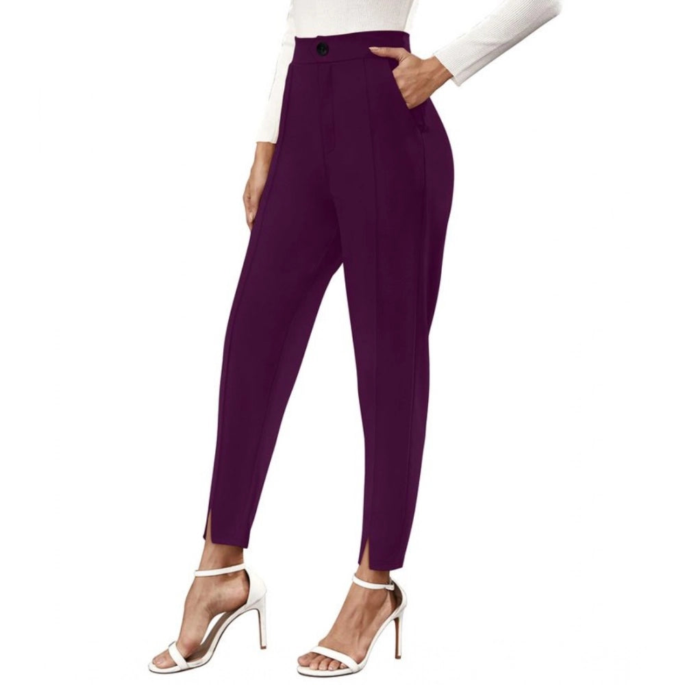 Vaystra Polyester Solid With Pocket Pant – Wine