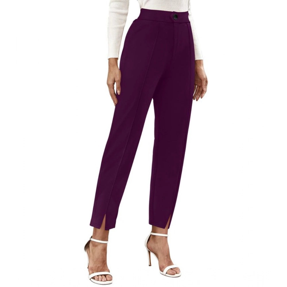 Vaystra Polyester Solid With Pocket Pant – Wine