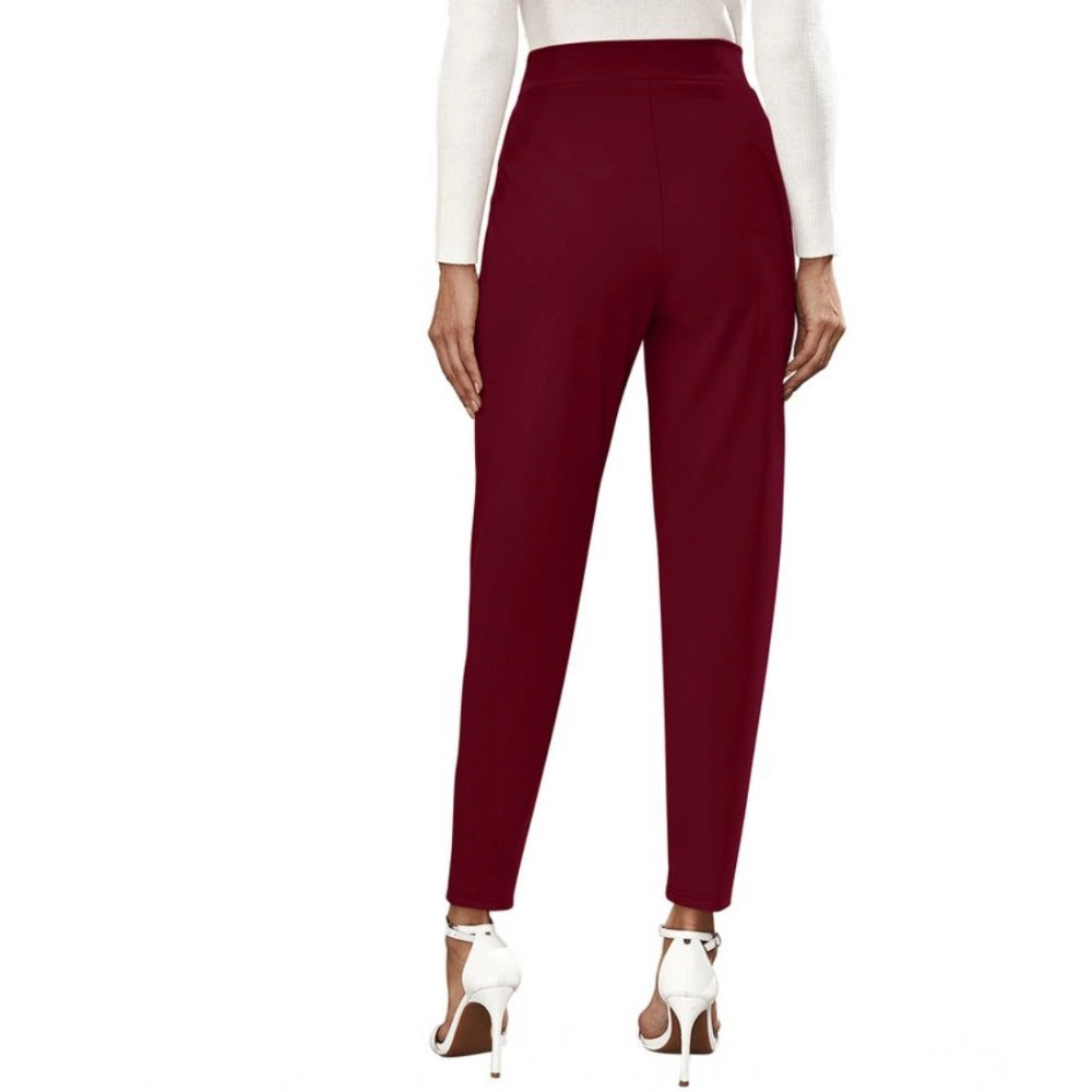 Vaystra Polyester Solid With Pocket Pant – Maroon