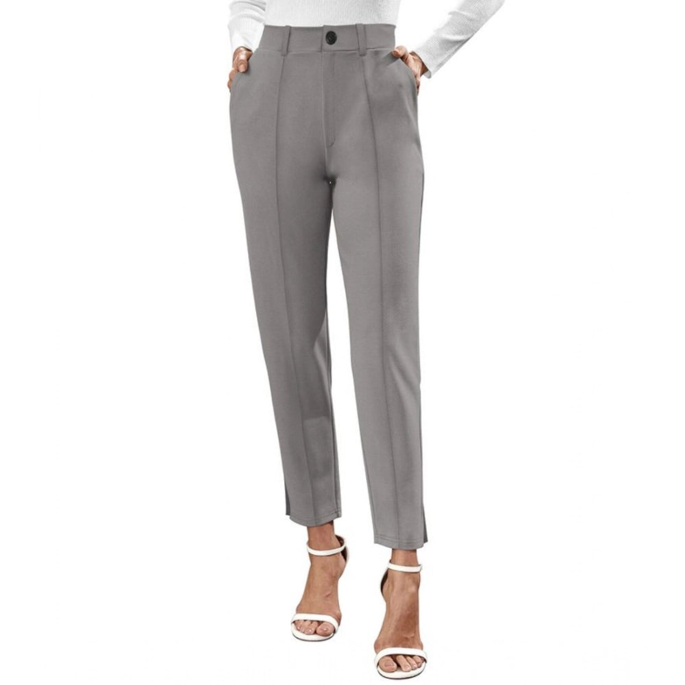 Vaystra Polyester Solid With Pocket Pant – Grey