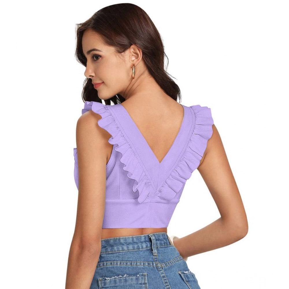 Vaystra Polyester Solid Sleeveless Shoulder Straps Top – Purple