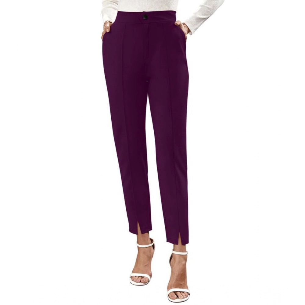 Vaystra Polyester Solid With Pocket Pant – Wine