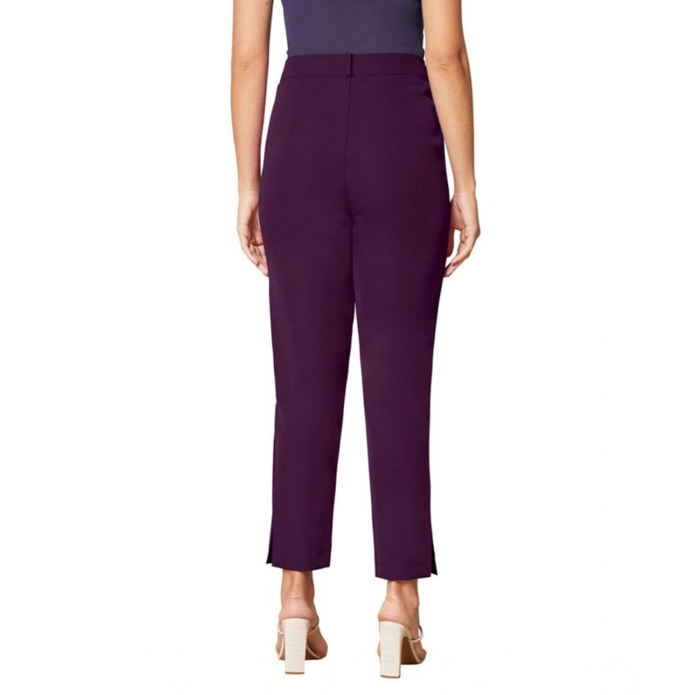 Vaystra Polyester Solid With Pocket Pant – Wine