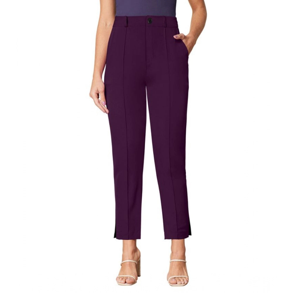 Vaystra Polyester Solid With Pocket Pant – Wine