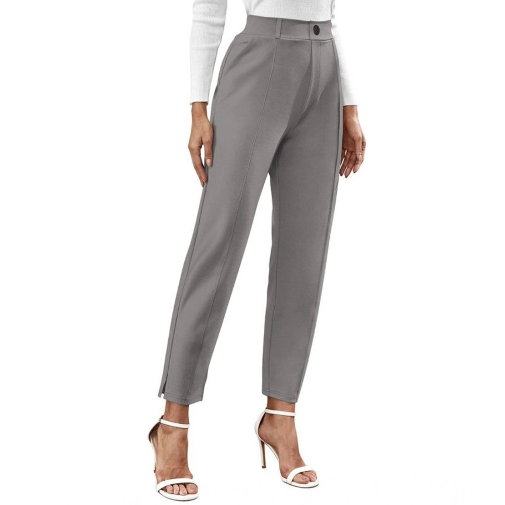 Vaystra Polyester Solid With Pocket Pant – Grey