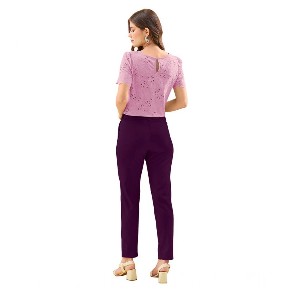Vaystra Polyester Solid With Pocket Pant – Wine