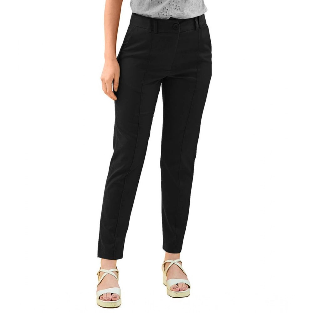 Vaystra Polyester Solid With Pocket Pant – Black