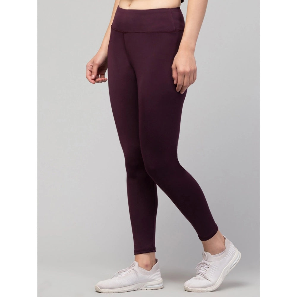 Vaystra Polyester Solid Ankle Length High-Rise Tights – Purple