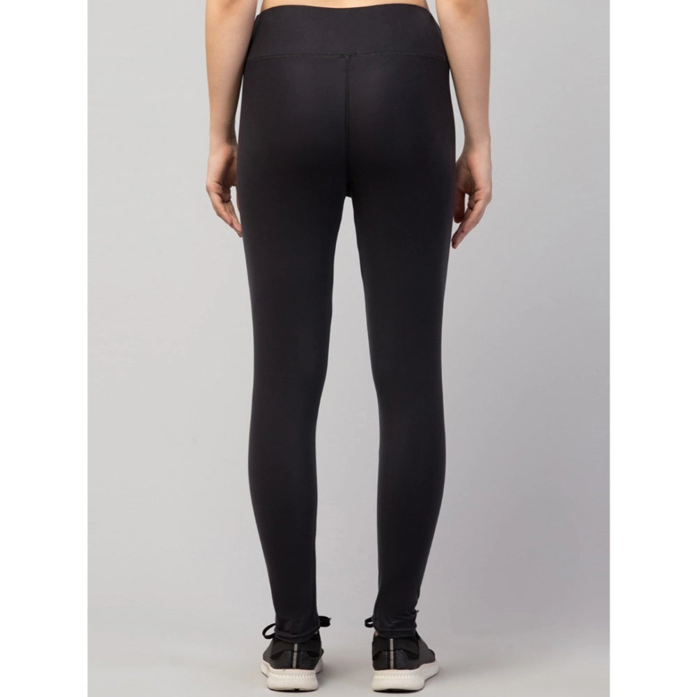 Vaystra Polyester Solid Ankle Length High-Rise Tights – Black