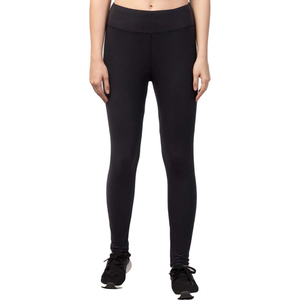 Vaystra Polyester Solid Ankle Length High-Rise Tights – Black