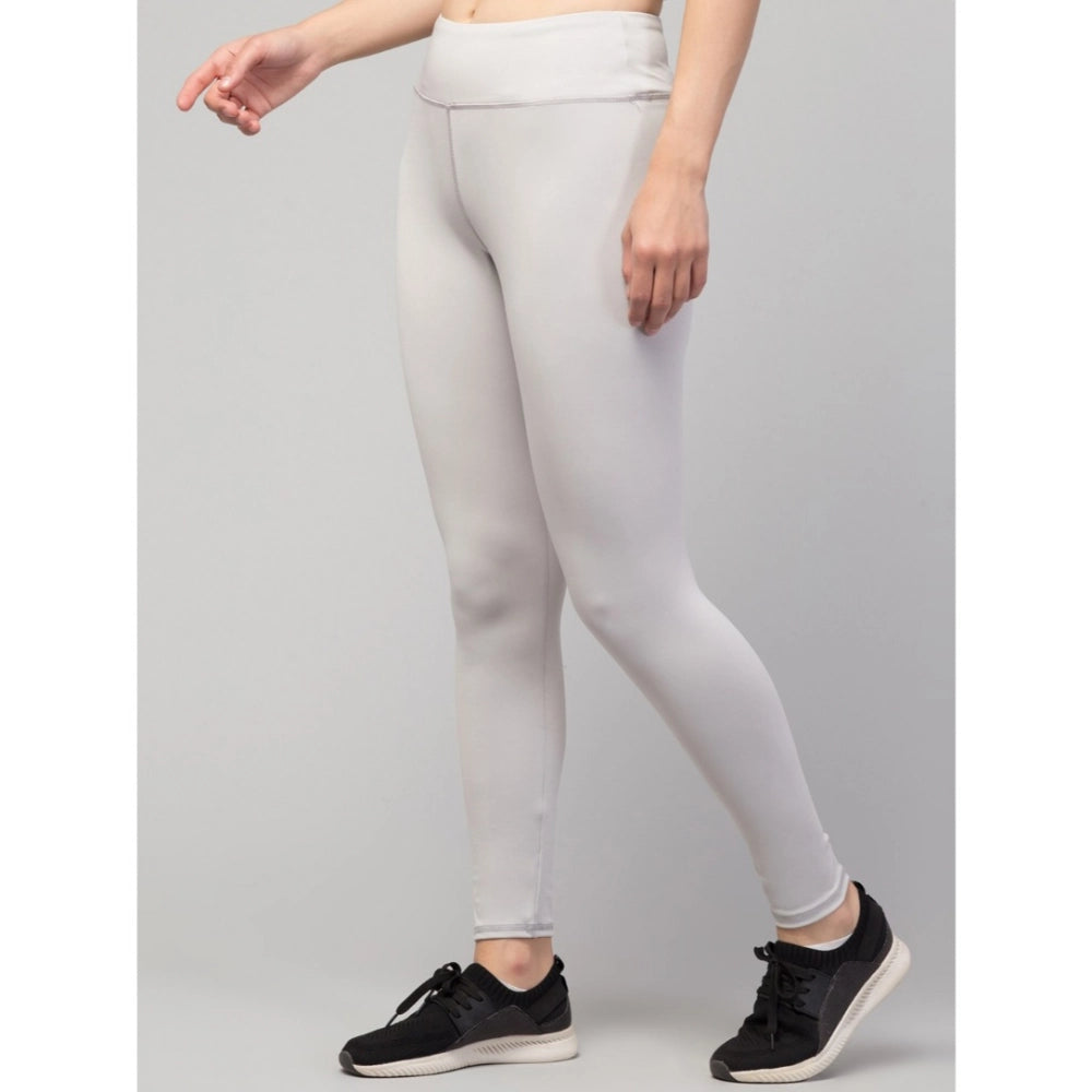 Vaystra Polyester Solid Ankle Length High-Rise Tights – Light Grey