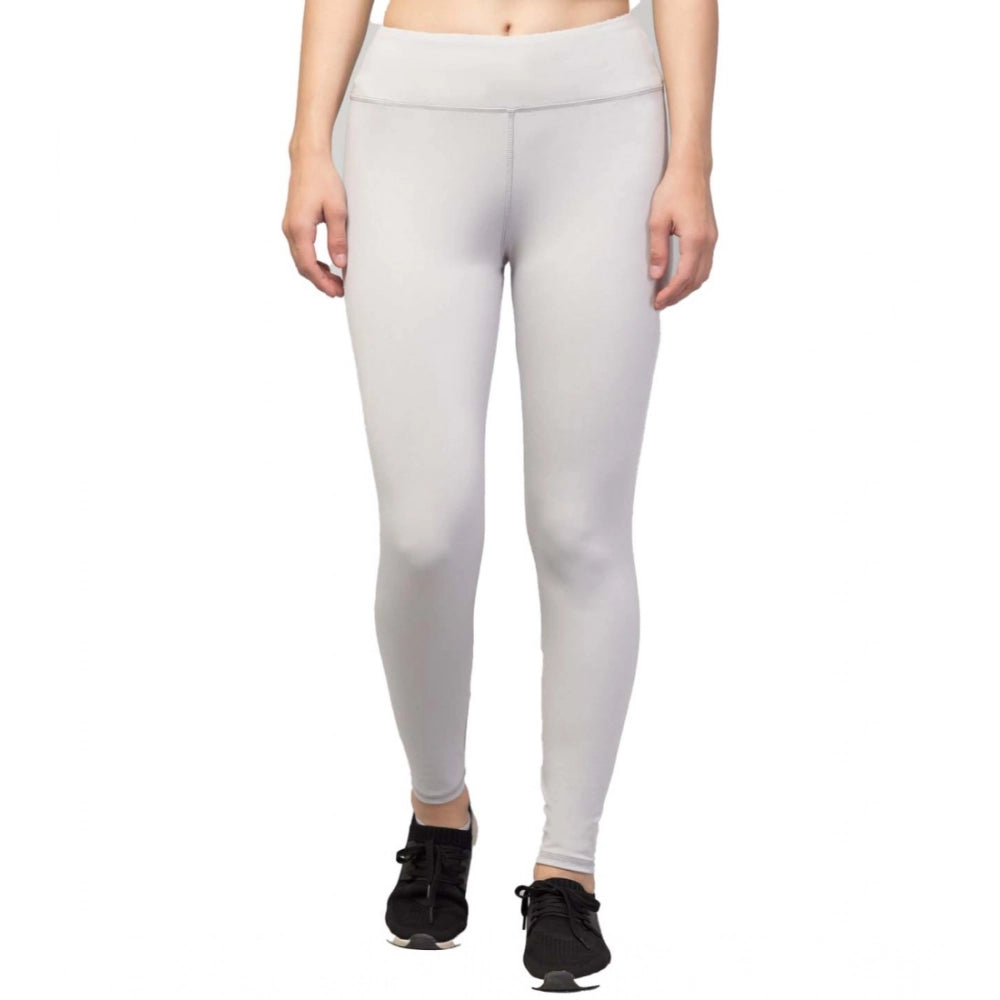 Vaystra Polyester Solid Ankle Length High-Rise Tights – Light Grey
