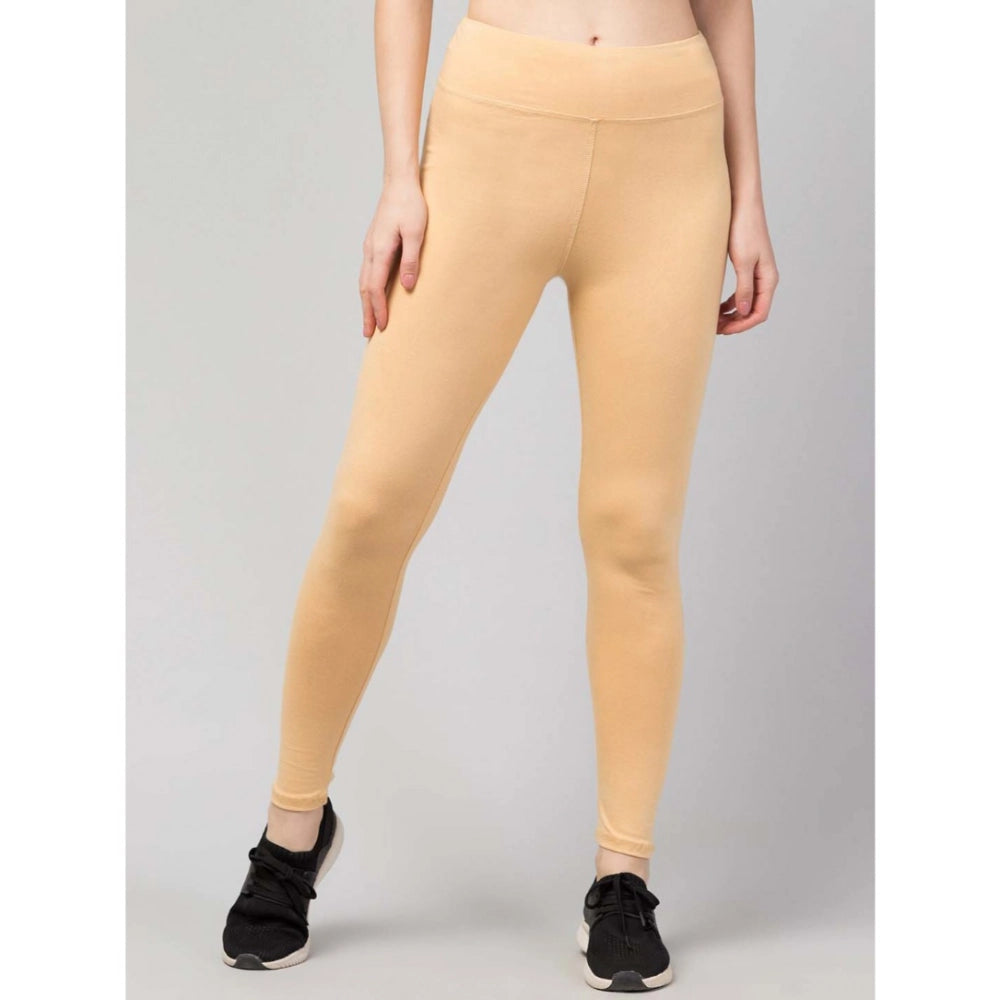 Vaystra Polyester Solid Ankle Length High-Rise Tights – Beige