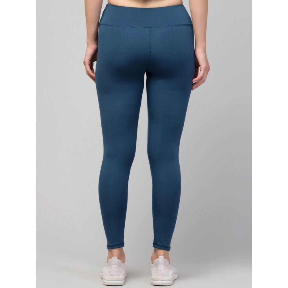 Vaystra Polyester Solid Ankle Length High-Rise Tights – Teal