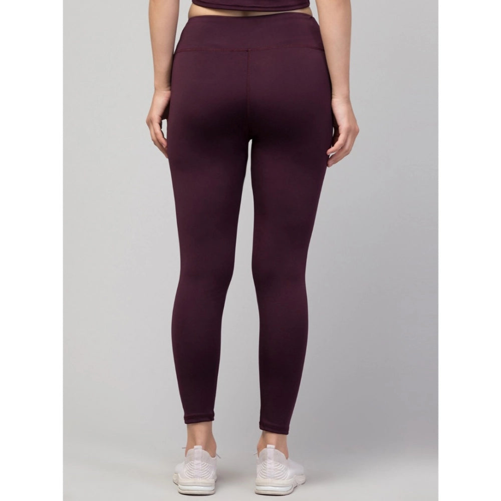 Vaystra Polyester Solid Ankle Length High-Rise Tights – Purple