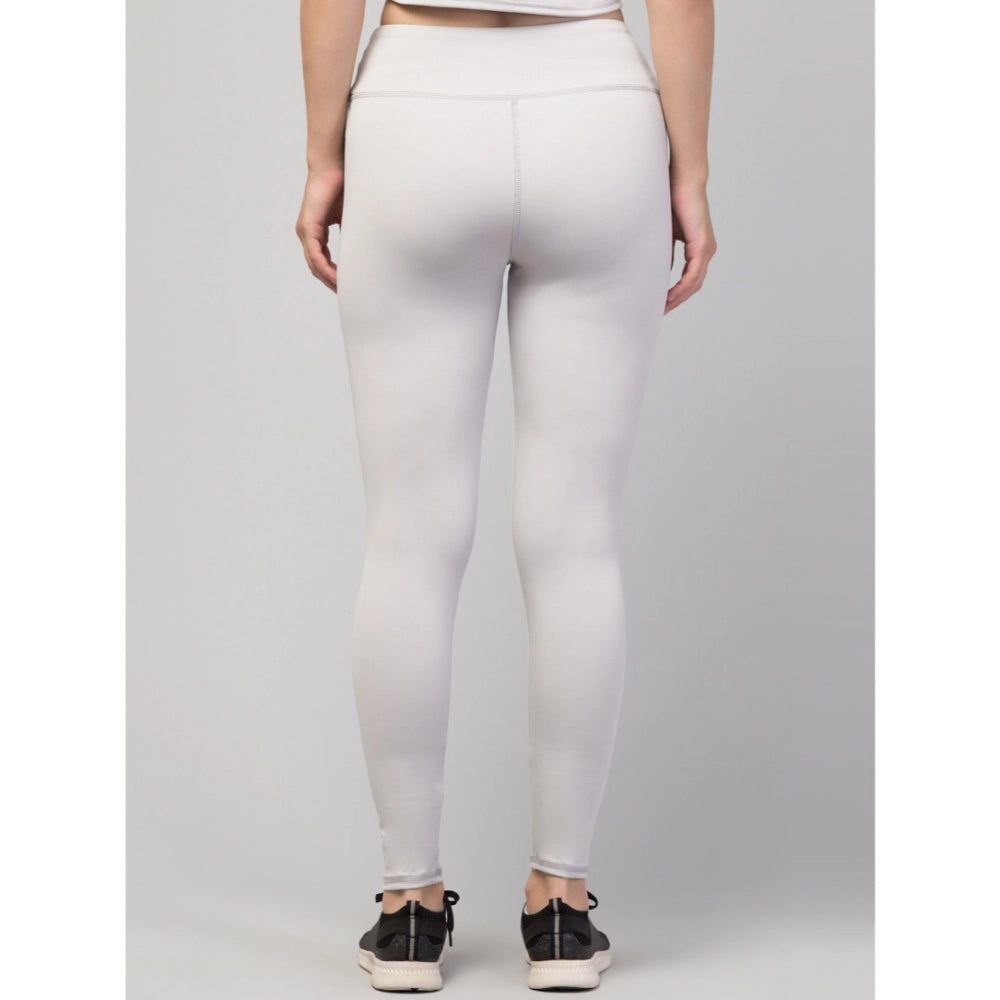 Vaystra Polyester Solid Ankle Length High-Rise Tights – Light Grey