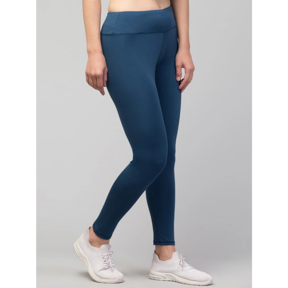 Vaystra Polyester Solid Ankle Length High-Rise Tights – Teal