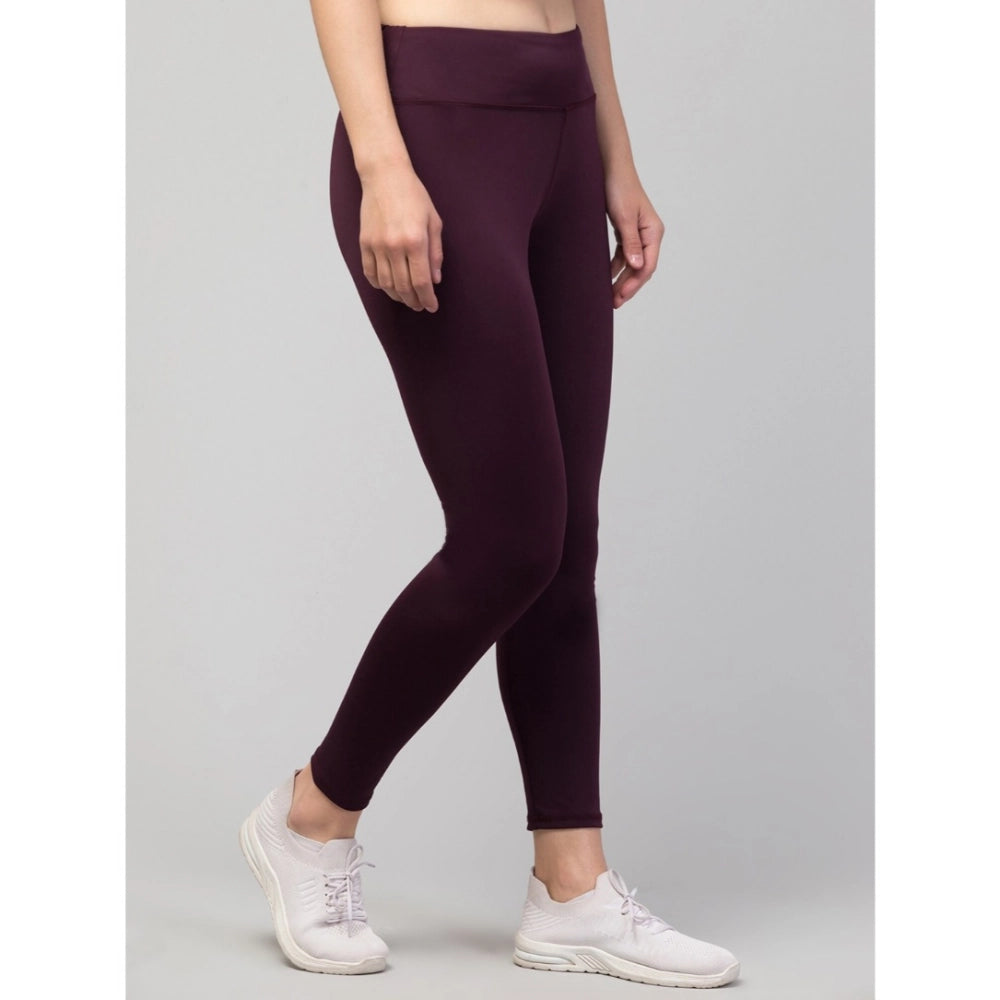 Vaystra Polyester Solid Ankle Length High-Rise Tights – Purple
