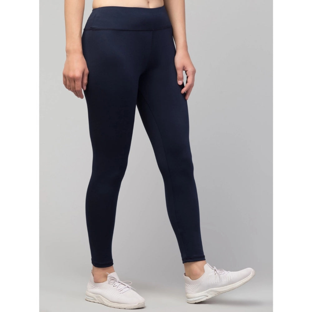 Vaystra Polyester Solid Ankle Length High-Rise Tights – Navy