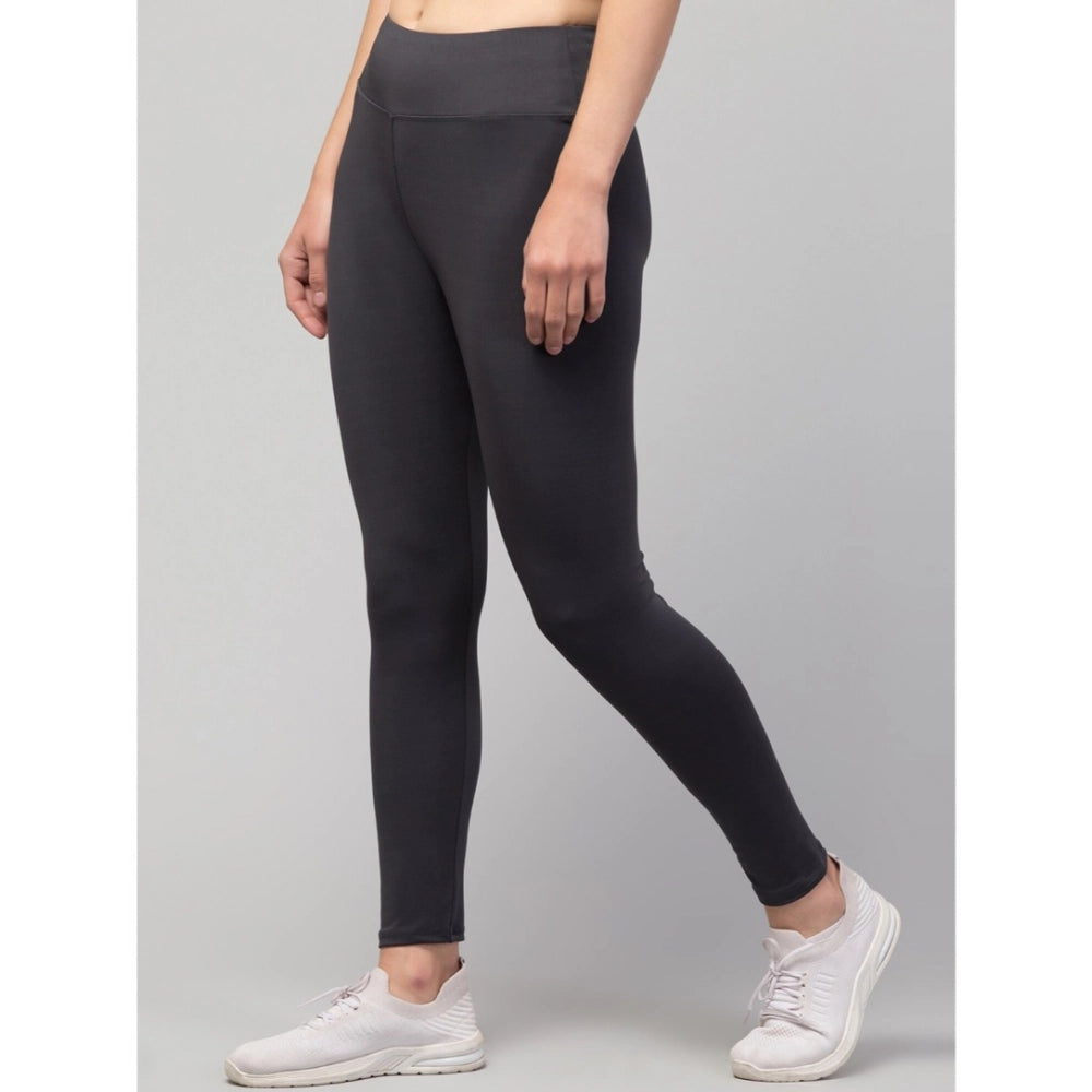 Vaystra Polyester Solid Ankle Length High-Rise Tights – Grey