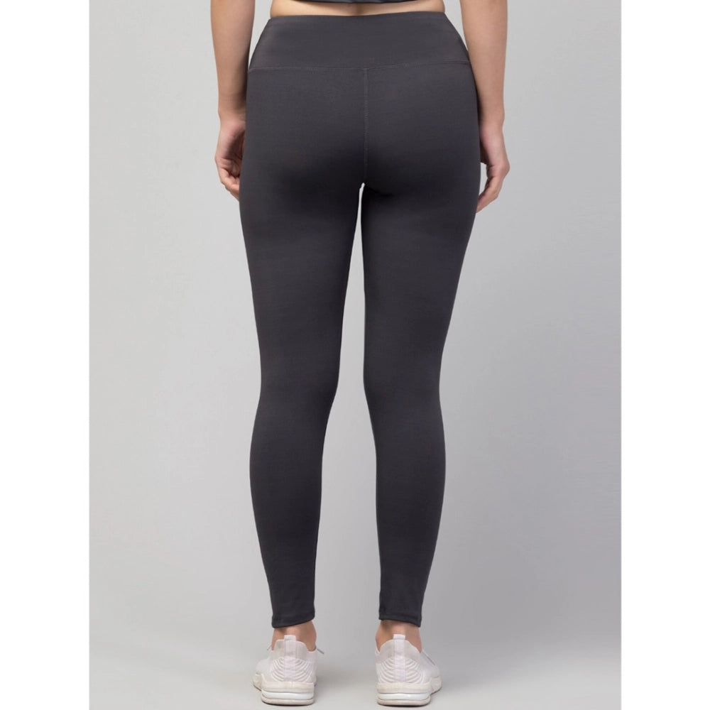 Vaystra Polyester Solid Ankle Length High-Rise Tights – Grey