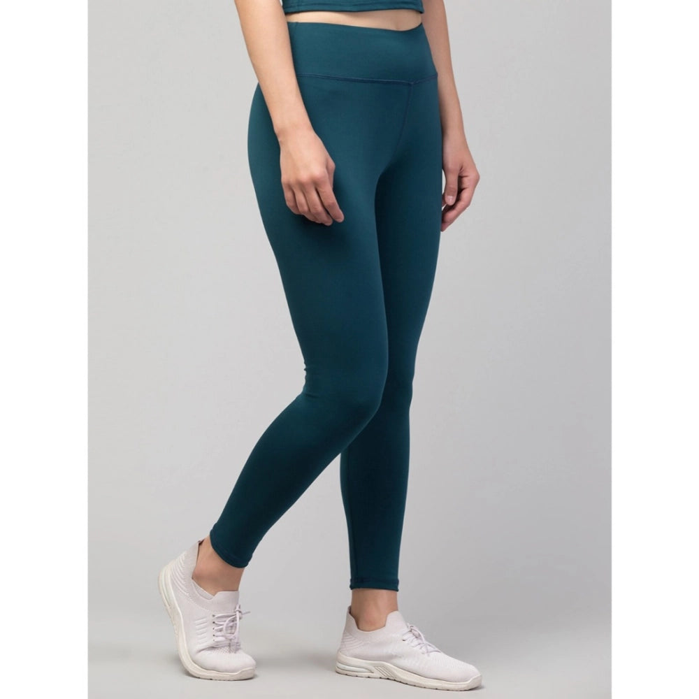 Vaystra Polyester Solid Ankle Length High-Rise Tights – Green