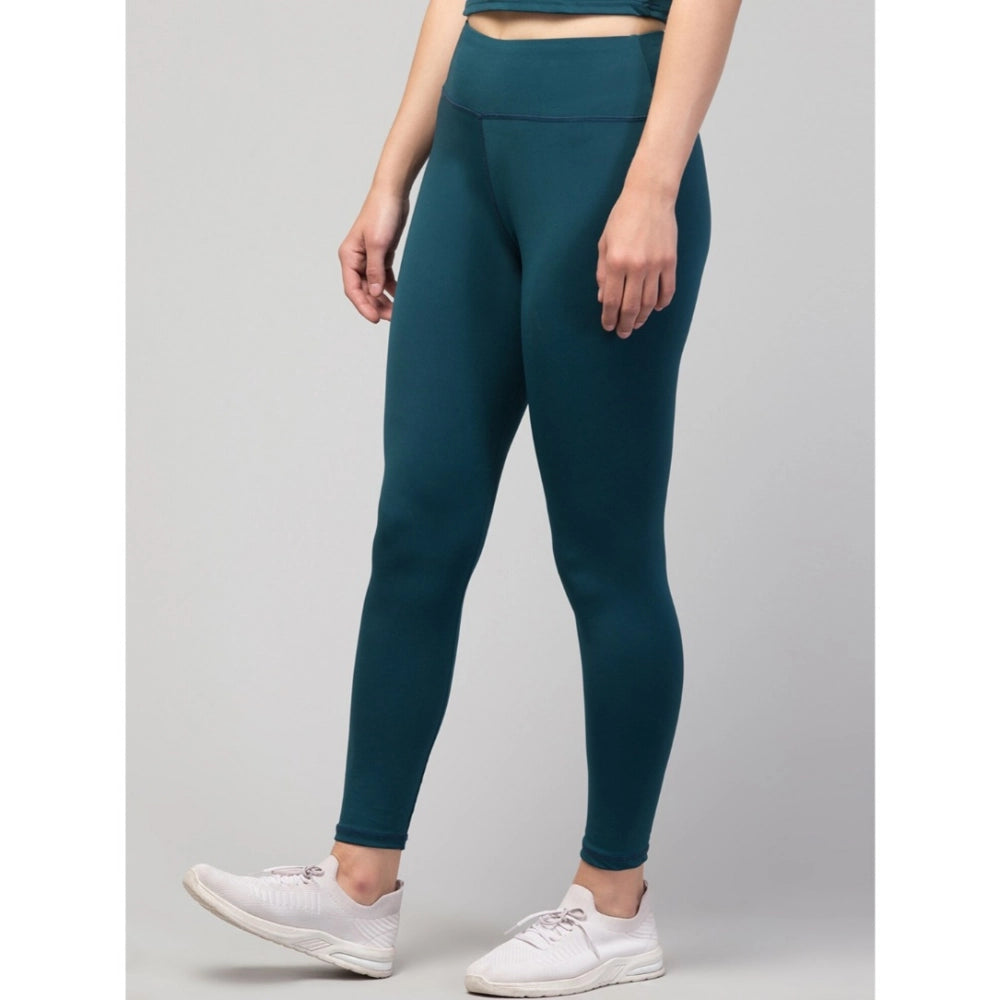 Vaystra Polyester Solid Ankle Length High-Rise Tights – Green