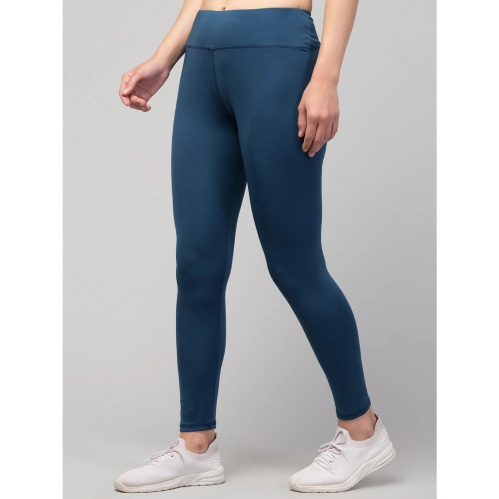 Vaystra Polyester Solid Ankle Length High-Rise Tights – Teal