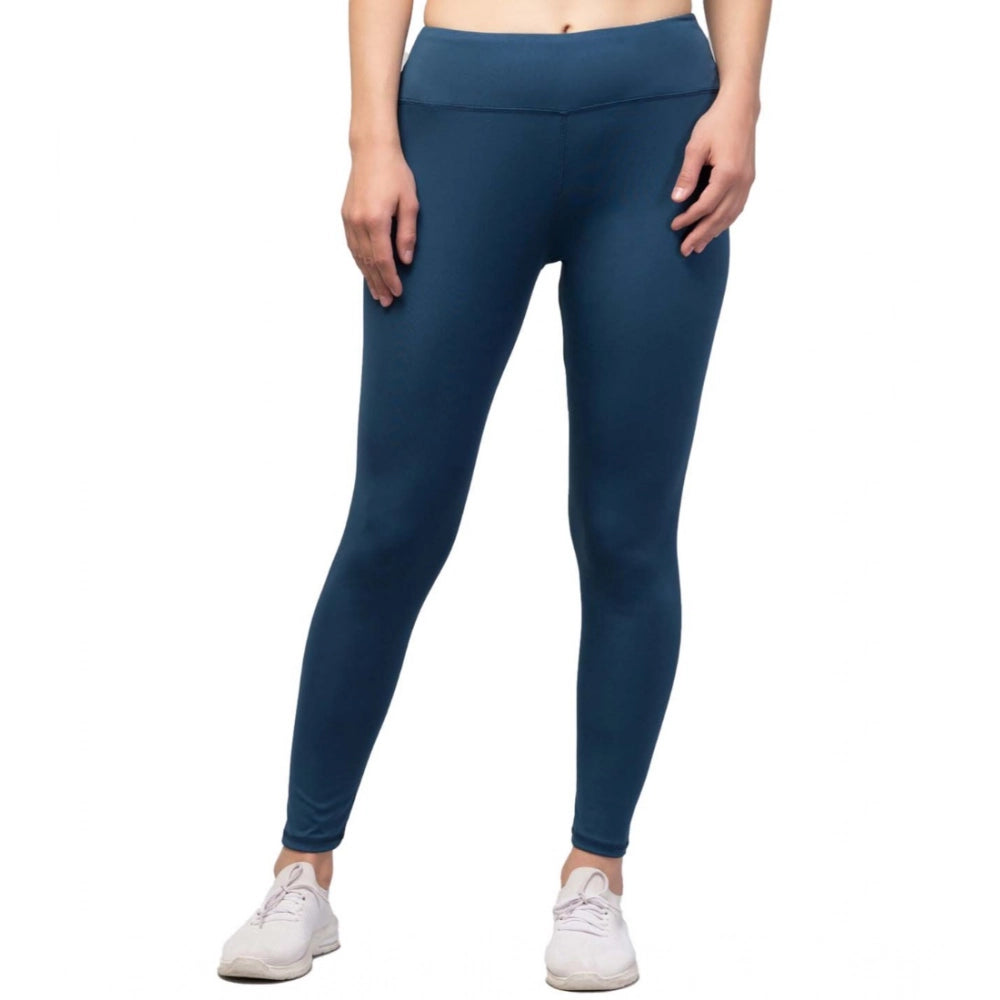 Vaystra Polyester Solid Ankle Length High-Rise Tights – Teal