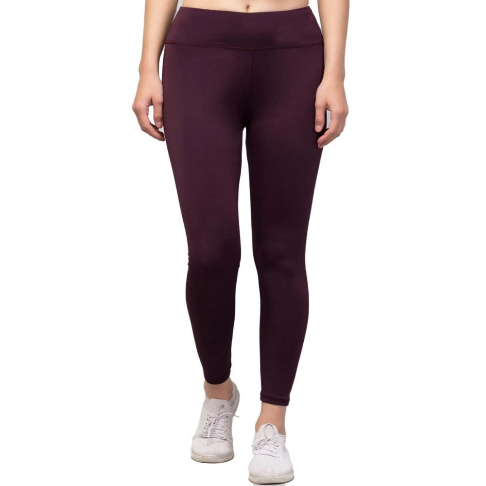 Vaystra Polyester Solid Ankle Length High-Rise Tights – Purple