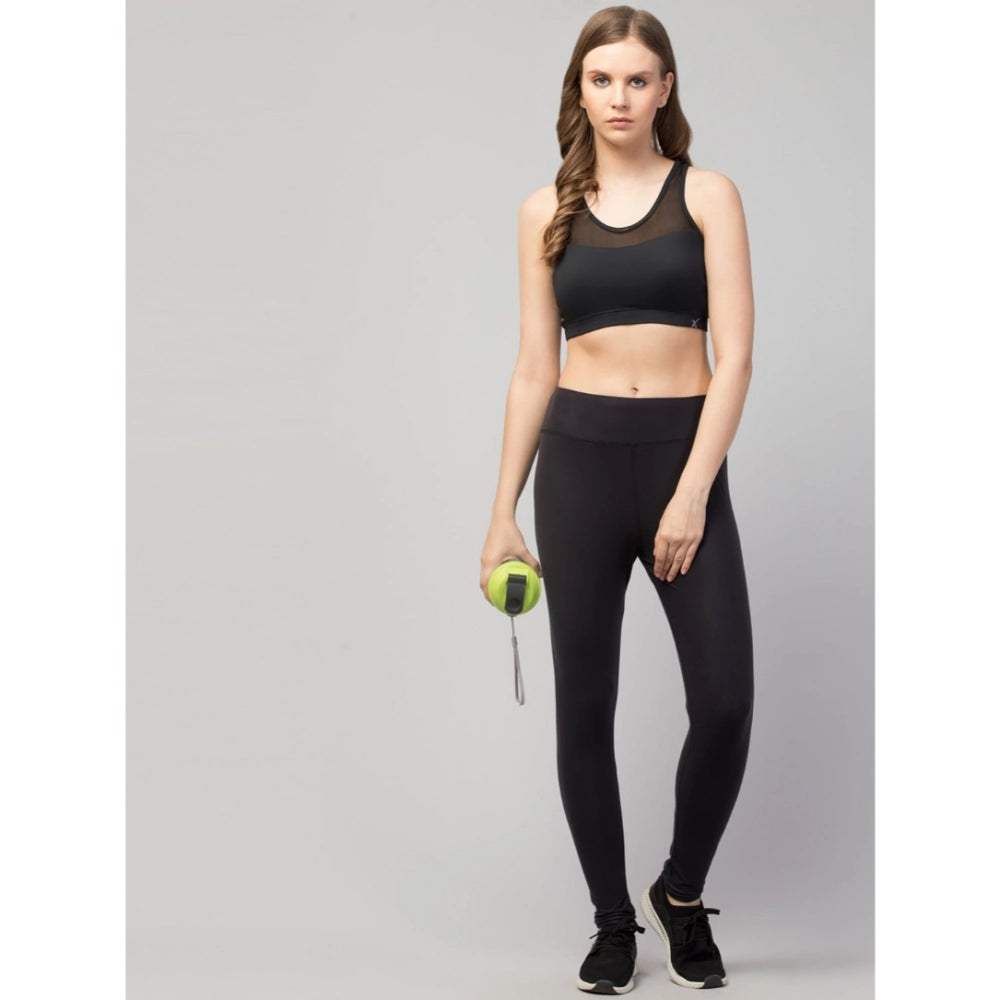 Vaystra Polyester Solid Ankle Length High-Rise Tights – Black