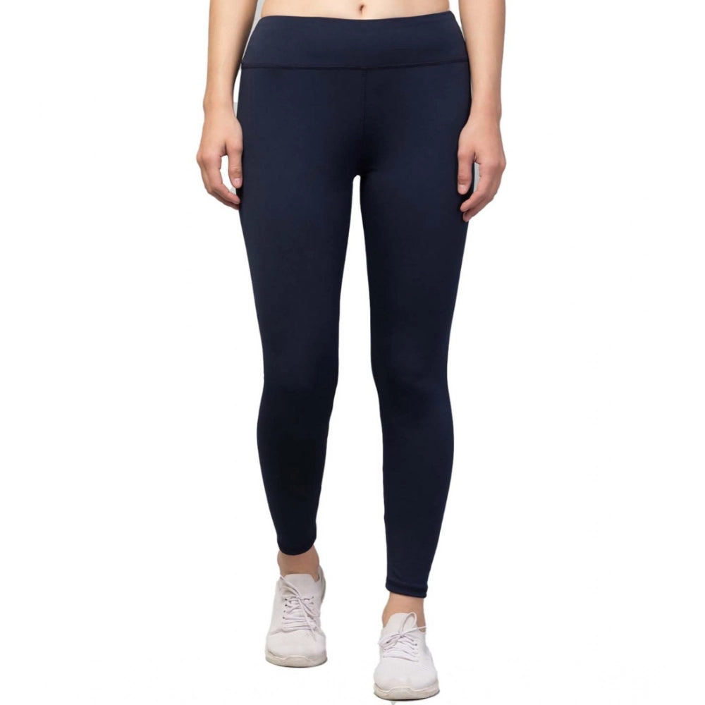 Vaystra Polyester Solid Ankle Length High-Rise Tights – Navy