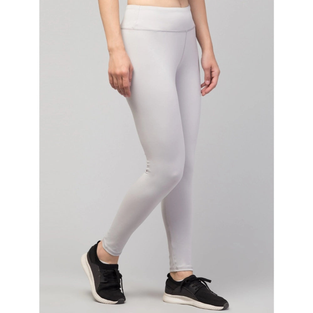 Vaystra Polyester Solid Ankle Length High-Rise Tights – Light Grey