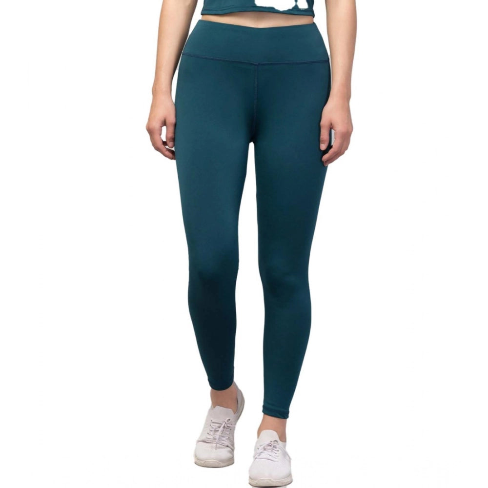 Vaystra Polyester Solid Ankle Length High-Rise Tights – Green