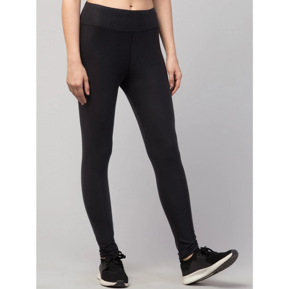 Vaystra Polyester Solid Ankle Length High-Rise Tights – Black