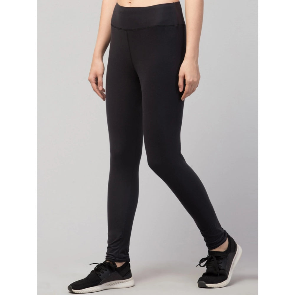Vaystra Polyester Solid Ankle Length High-Rise Tights – Black