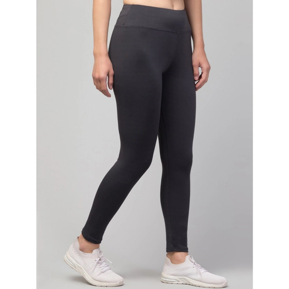 Vaystra Polyester Solid Ankle Length High-Rise Tights – Grey