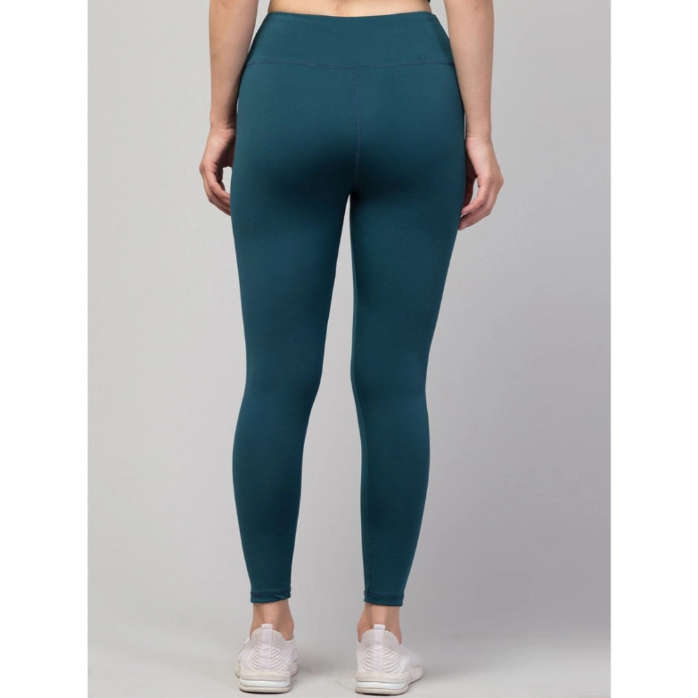 Vaystra Polyester Solid Ankle Length High-Rise Tights – Green