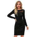Vaystra Knitting stretchable Solid Round Neck Full Sleeve Dress – Black